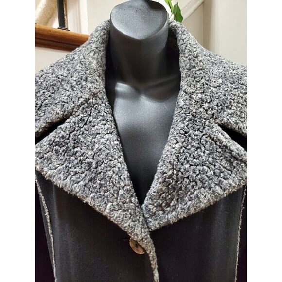 Vintage Madeline Women's Black Wool Long Sleeve Buttons Front Long Coat XL - Picture 6 of 11